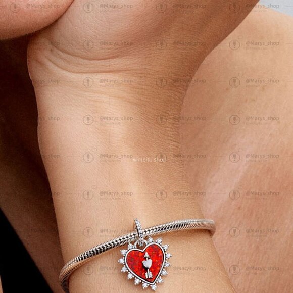 Pandora Spinnable Arrow Heart Dangle Charm - Picture 4 of 5